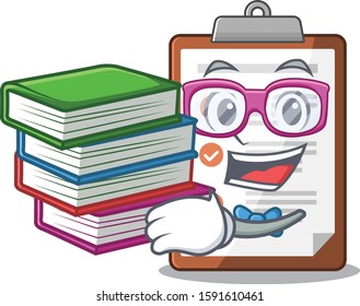 Smart Student clipboard Scroll mascot cartoon with book