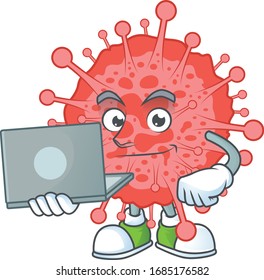 estudiante inteligente del desastre del coronavirus usando una laptop