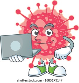 smart student of coronavirus emergency using a laptop