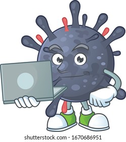 smart student of coronavirus epidemic using a laptop