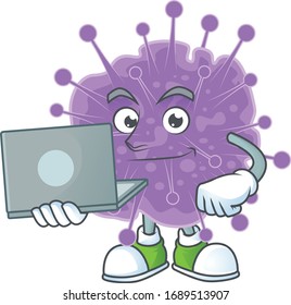 estudiante inteligente de gripe coronavirus utilizando una laptop