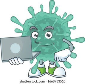 smart student of coronaviruses using a laptop