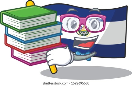 Smart Student flag el salvador Scroll mascot cartoon with book