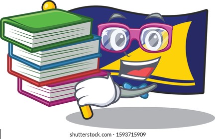 Smart Student flag tokelau Scroll mascot cartoon with book