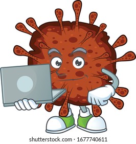 smart student of infection coronavirus using a laptop