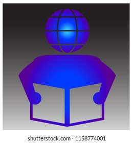 smart student is reading seriously icon