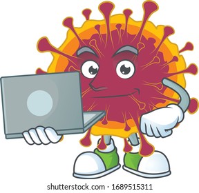 smart student of spreading coronavirus using a laptop