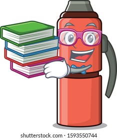 Smart Student thermos bottle Scroll mascot cartoon with book