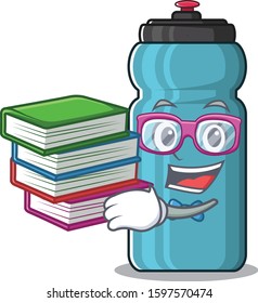 Smart Student water bottle Scroll mascot cartoon with book