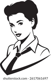 Smart stylish woman silhouette vector art illustration