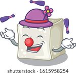Smart sugar cube cartoon character design playing Juggling
