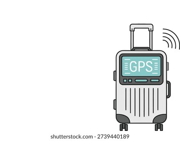 A smart suitcase equipped with a GPS tracker and emitting a signal, ensuring luggage is traceable for safe and modern travel.