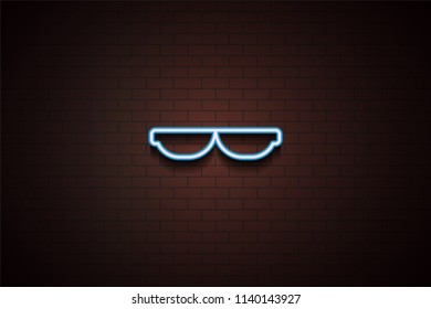 smart sunglasses icon in Neon style on dark brick wall background