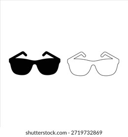 Intelligente Sonnenbrille Silhouette, Vektorgrafik, Symbol und Grafik. handgezeichnete schwarze Sonnenbrille, Vektorgrafik . Designkonzept für Hipster-Stilelemente