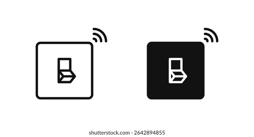 Ícone de switch inteligente definido mostrando luz habilitada para IoT ou interruptores de controle de energia.