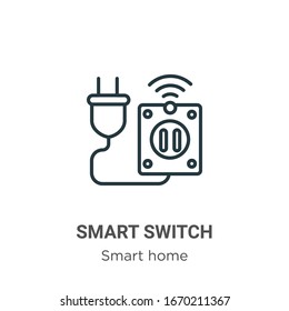 Smart switch outline vector icon. Thin line black smart switch icon, flat vector simple element illustration from editable smart home concept isolated stroke on white background