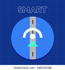 smart symbol with road and blueprint concept