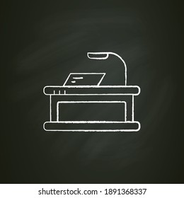 Smart table chalk icon. Flexible work surface. Smart emerging technologies. Contemporary workplace. Futuristic office workspace innovations concept. Isolated vector illustration on chalkboard