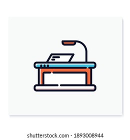 Smart table color icon. Flexible work surface. Smart emerging technologies. Contemporary workplace. Futuristic office workspace innovations concept. Isolated vector illustration