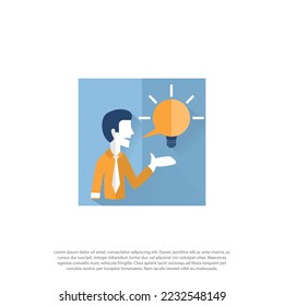 charla inteligente, hablar de manera genuina, conversación inteligente, hablar bien, logotipo o ilustración, hombre o persona dan forma a la bombilla como burbuja de habla