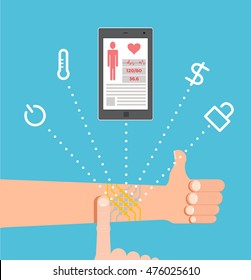 Smart tattoo. Hand as a touchpad. Tattoo monitors the health condition.Tattoo for managing smartphone.You can pay bills tattoo touchpad