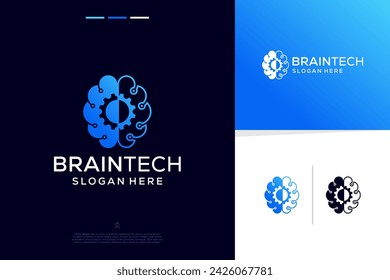 Smart tech brain logo modern futuristic logo design