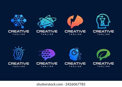 Smart tech brain logo modern futuristic logo design