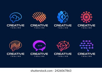 Smart tech brain logo modern futuristic logo design