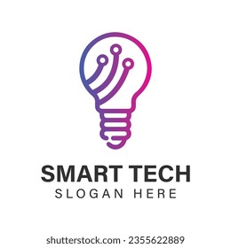 Smart Tech Logo Design Tech with Bulb Logotype 