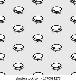 Smart Technologies. Pattern of robot vacuum cleaner on white floor. vector illiustration.