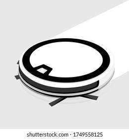Smart Technologies. Robot vacuum cleaner on white floor. vector illiustration.