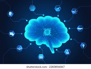 Tecnología inteligente de inteligencia artificial cerebro que sigue dominando controles humanos para ayudar a hacer a los humanos más cómodos Ambos en los negocios, la industria está más avanzada