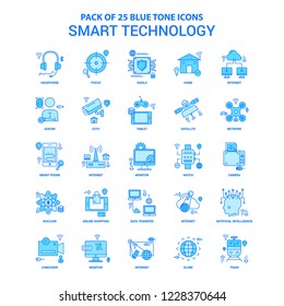 Smart Technology Blue Tone Icon Pack - 25 Icon Sets