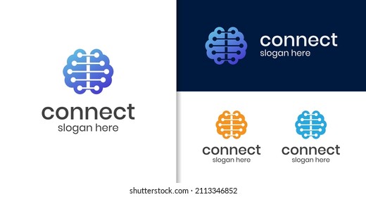 smart technology, Brain connect logo design, smart brain logo design