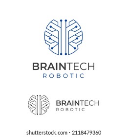 tecnología inteligente, diseño del logotipo de conexión de cerebro, plantilla del logotipo del cerebro inteligente del robot