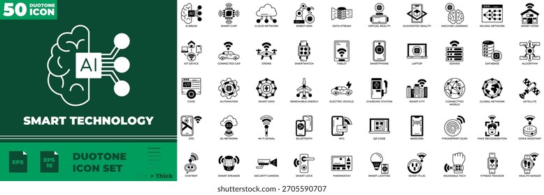 Conjunto de iconos editables Duotone de Tecnología inteligente