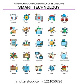 Smart Technology Flat Line Icon Set - Business Concept Icons Design