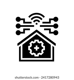 vector de icono de glifo de construcción verde de tecnología inteligente. signo de construcción verde de tecnología inteligente. ilustración de símbolo aislado