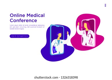 Smart technology in healthcare, doctor stays on platform, online medical consultation isometric flat illustration
Smart technology in healthcare, doctor stays on platform, online medical consultation 