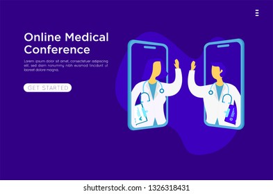 Smart technology in healthcare, doctor stays on platform, online medical consultation isometric flat illustration
Smart technology in healthcare, doctor stays on platform, online medical consultation 