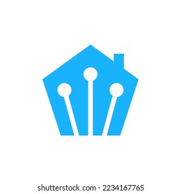 signo vectorial de diseño de logotipo para el hogar de tecnología inteligente
