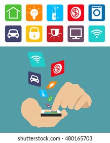 Smart technology . Smart House. Flat info-graphics , colored icons