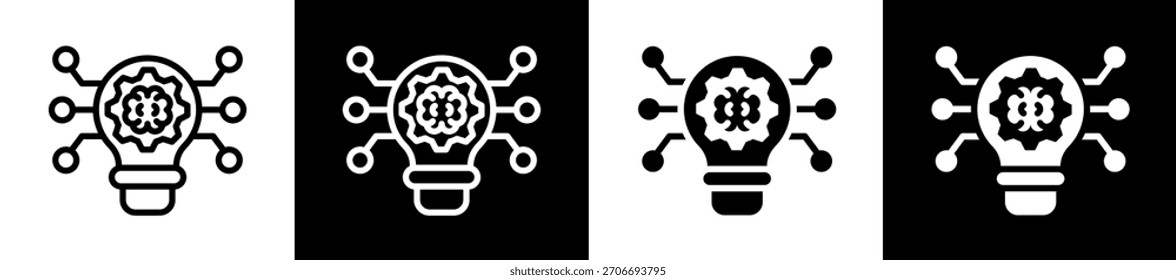 Conjunto de iconos de Tecnología inteligente en Colección de estilo relleno en blanco y negro
