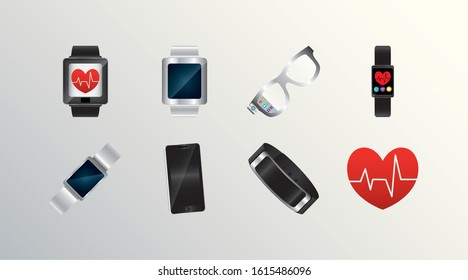 smart technology icon set pack, High Quality variety symbols Vector illustration