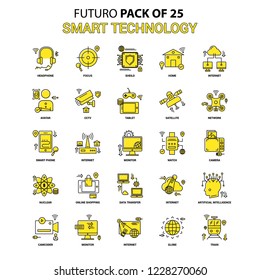 Smart Technology Icon Set. Yellow Futuro Latest Design Icon Pack