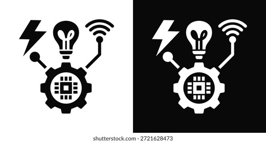 Icono de Tecnología inteligente estilo de fondo blanco y negro