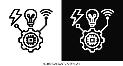 Icono de Tecnología inteligente estilo de fondo blanco y negro