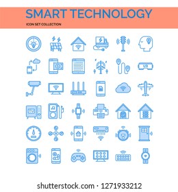 Smart Technology Icons Set. UI Pixel Perfect Well-crafted Vector Thin Line Icons. The illustrations are a vector.