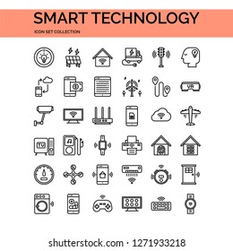 Smart Technology Icons Set. UI Pixel Perfect Well-crafted Vector Thin Line Icons. The illustrations are a vector.