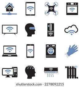 Smart Technology Icons. Two Tone Flat Design. Vector Illustration.